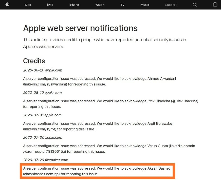 Apple Web Server Notifications